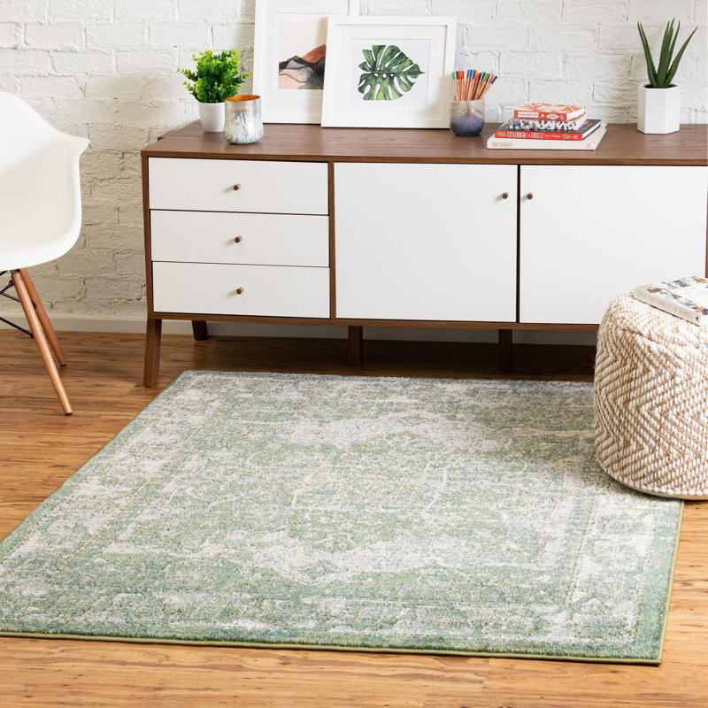 Bungalow Rose Dederang Performance Green Rug & Reviews Wayfair